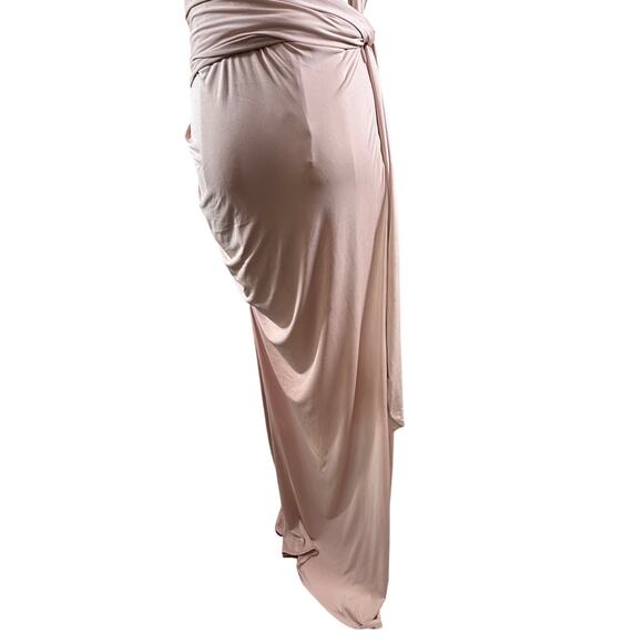 House of CB Dominique Maxi Dress Nude Ruched Backless Wrap | Medium - Picture 10 of 16